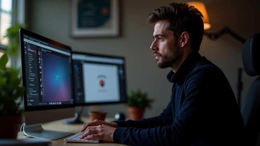 Designer che guarda lo schermo mentre anima una transizione di pagina